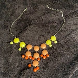 Yellow, orange, and coral bib necklace